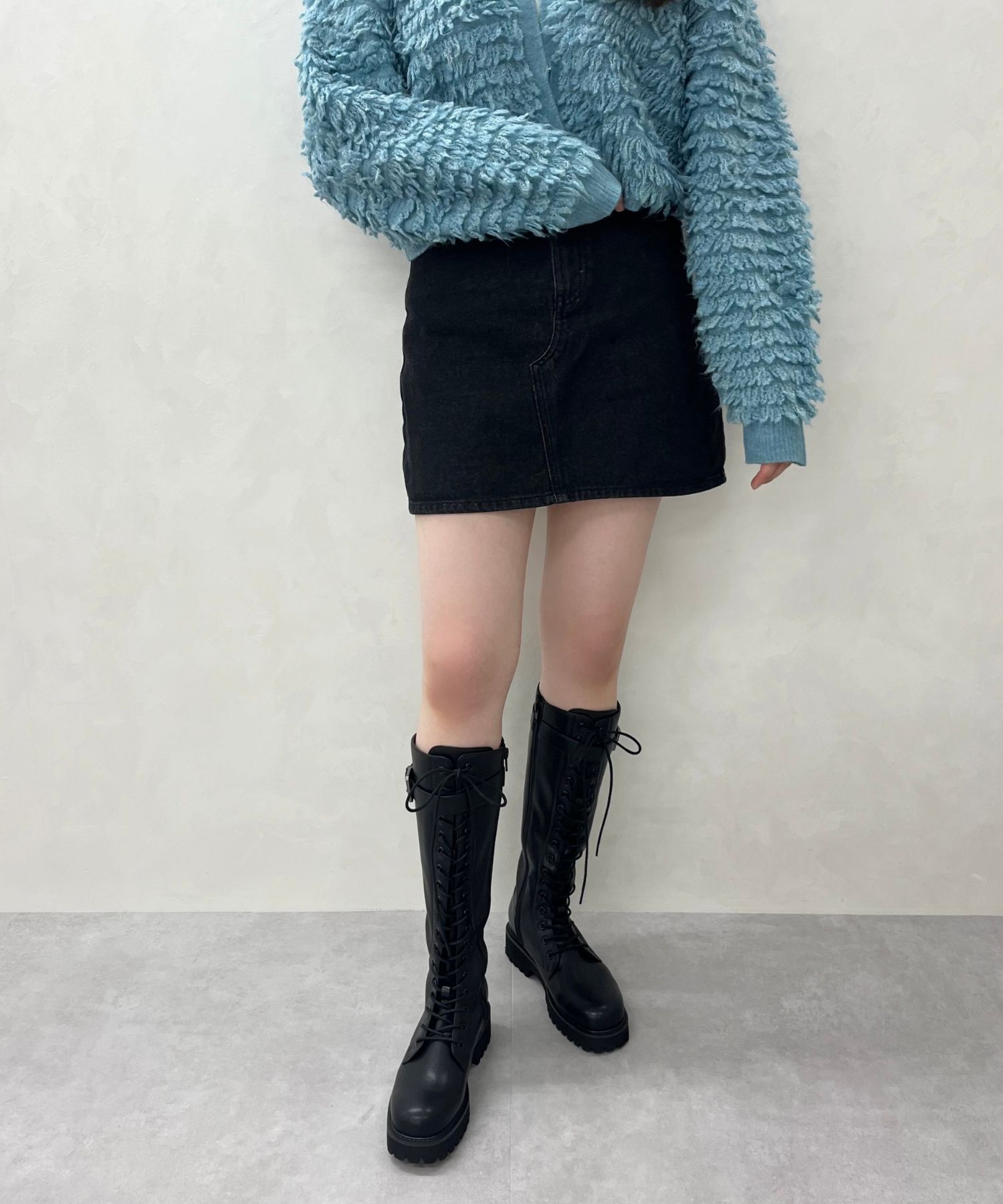 ORiental TRaffic「サイドベルト レースアップ ロングブーツ /55501 ストレッチ」|ロングブーツ|