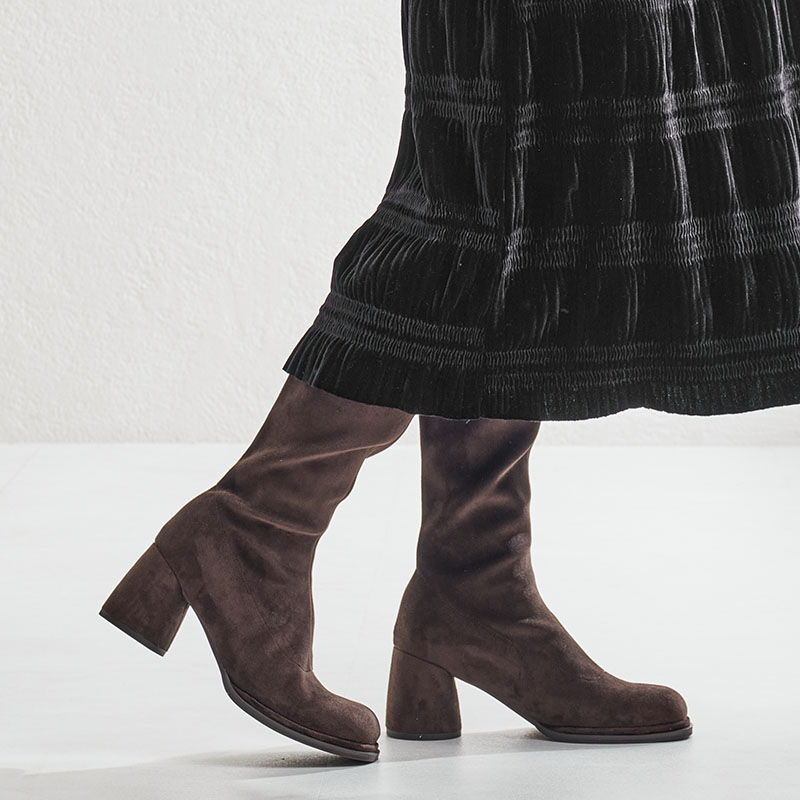 ORiental TRaffic「ピタッとフィット スエード ヒール ロングブーツ /55502 ストレッチ」|ロングブーツ|