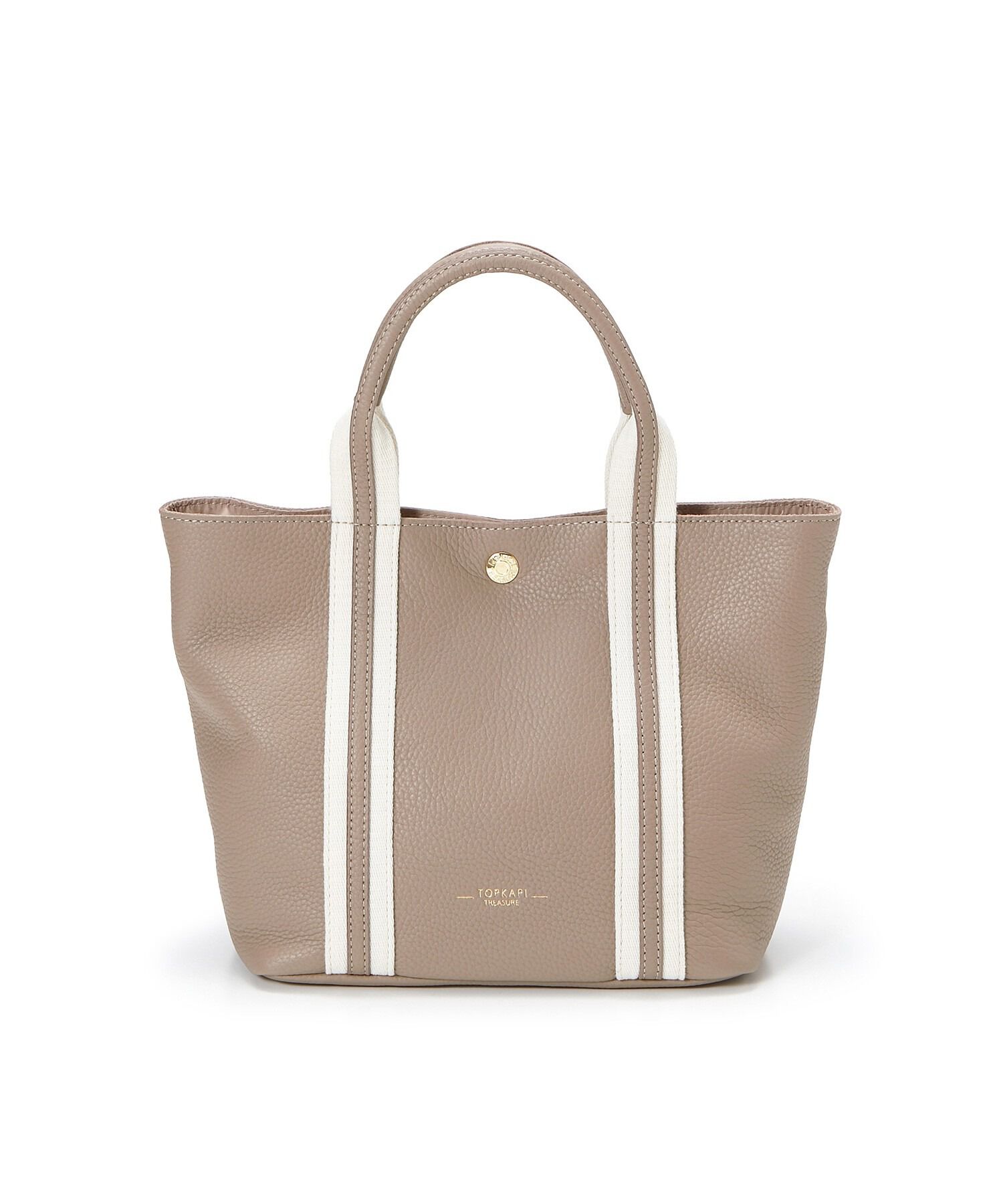 TOPKAPI TREASURE「ソフトシュリンク テープコンビ ミニ トート バッグ ショルダーベルト付」|トートバッグ|グレージュ