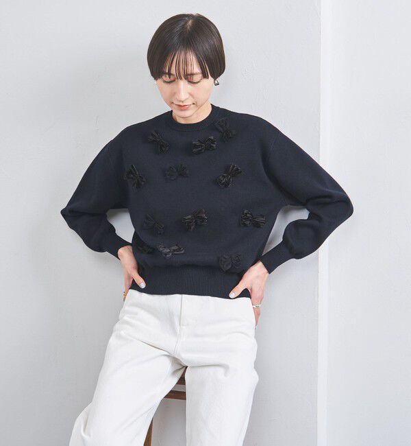 UNITED ARROWS「3D リボン クルーネック ニット」|ニット・セーター|