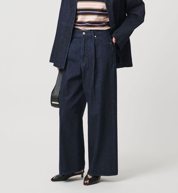 UNITED ARROWS「デニム タック ワイドパンツ」|デニム|