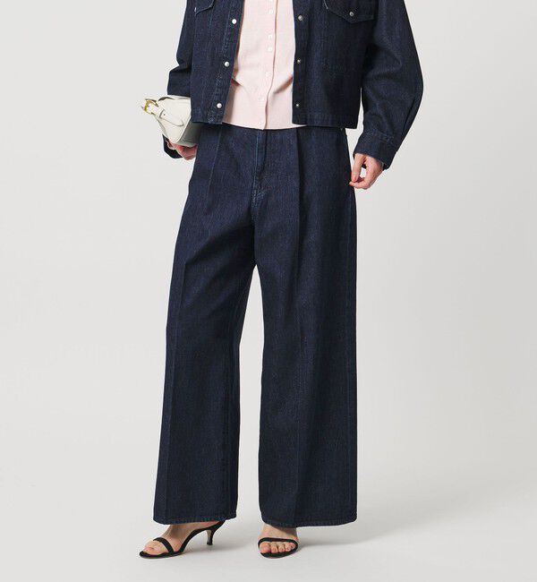 UNITED ARROWS「デニム タック ワイドパンツ」|デニム|