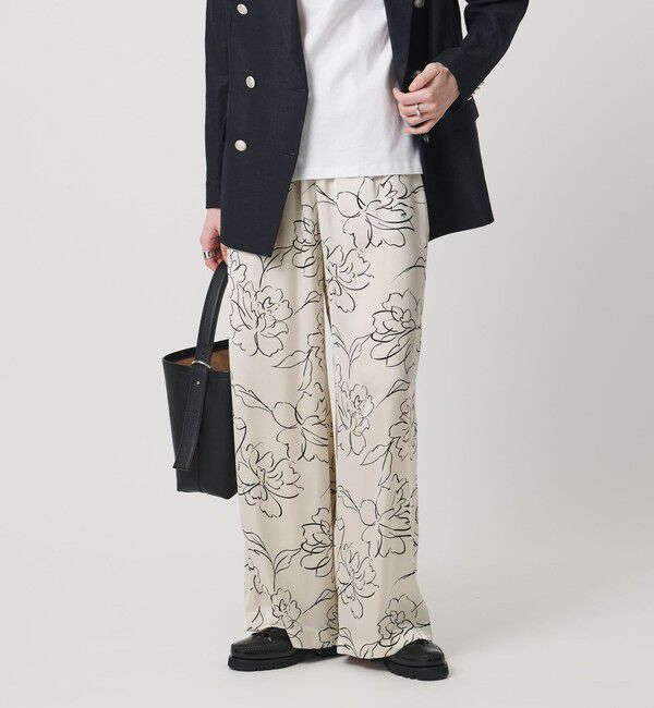 UNITED ARROWS「アブストラクトフラワー パンツ ‐ウォッシャブル‐」|チノ|OFF WHITE