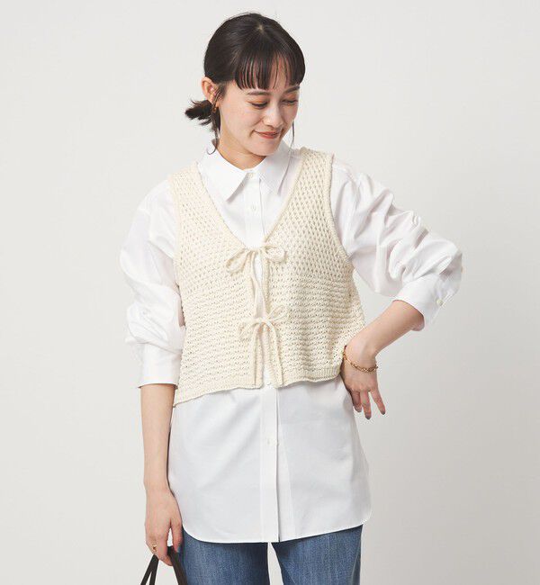 UNITED ARROWS green label relaxing「メッシュ ニット 2WAY ジレ ウォッシャブル」|ベスト・ジレ|OFF WHITE