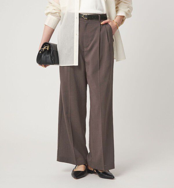 UNITED ARROWS green label relaxing「［size SHORT/TALLあり］シアーエア ワイド パンツ マシンウォッシャブル」|その他|DK.BROWN