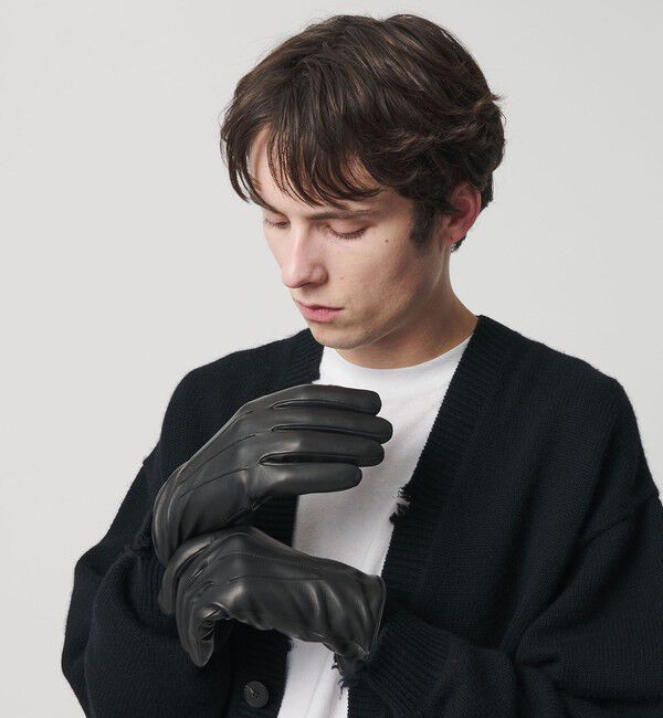 BEAUTY&YOUTH UNITED ARROWS「レザー グローブ タッチパネル対応」|手袋|BLACK