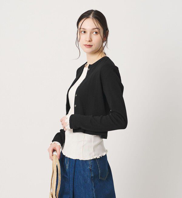 BEAUTY&YOUTH UNITED ARROWS「コットン パターンメッシュ カーディガン ウォッシャブル」|カーディガン|BLACK