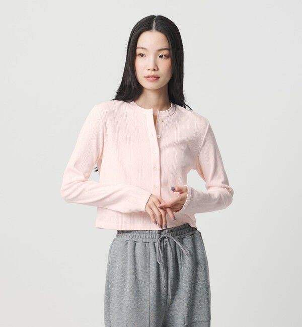 BEAUTY&YOUTH UNITED ARROWS「コットン パターンメッシュ カーディガン ウォッシャブル」|カーディガン|PINK
