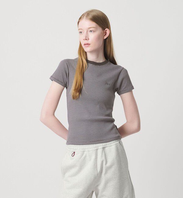 NICE WEATHER「＜NICE WEATHER＞ロゴ ボーダーフィット Tシャツ」|Tシャツ・カットソー|WHITE