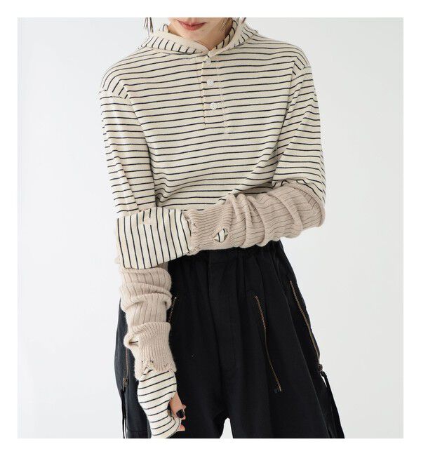 BEAMSBOY「maturely / ダメージ アームウォーマー」|手袋|BEIGE