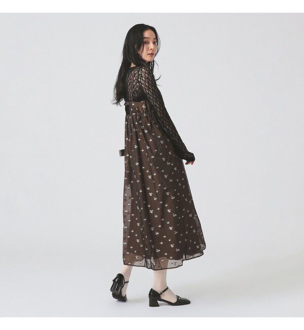 Ray BEAMS 「シアー フラワー ジャカード キャミワンピース」|ワンピース|