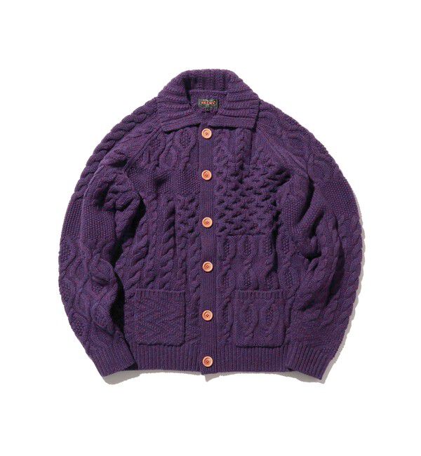 BEAMS PLUS「BEAMS PLUS / Cardigan Alan Patchwork」|カーディガン|PURPLE