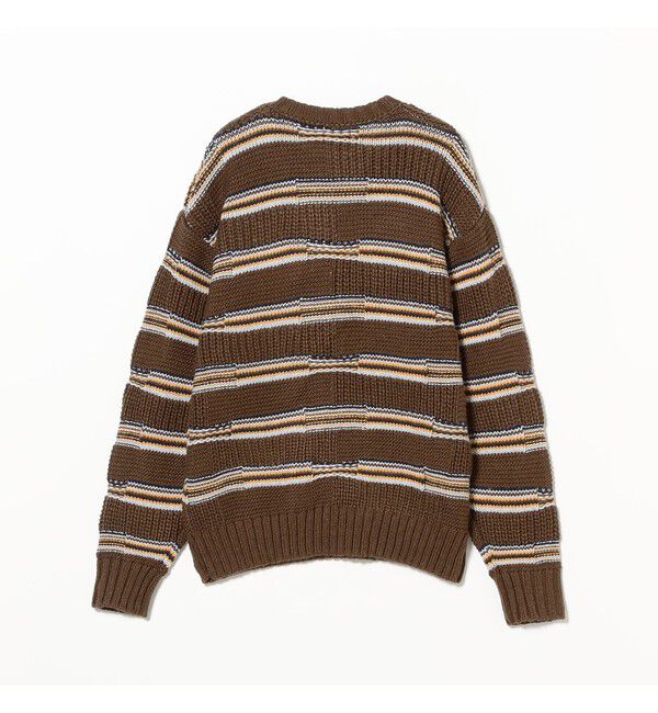 BEAMS「3ゲージ リンクス マルチボーダー クルーネック ニット」|ニット・セーター|