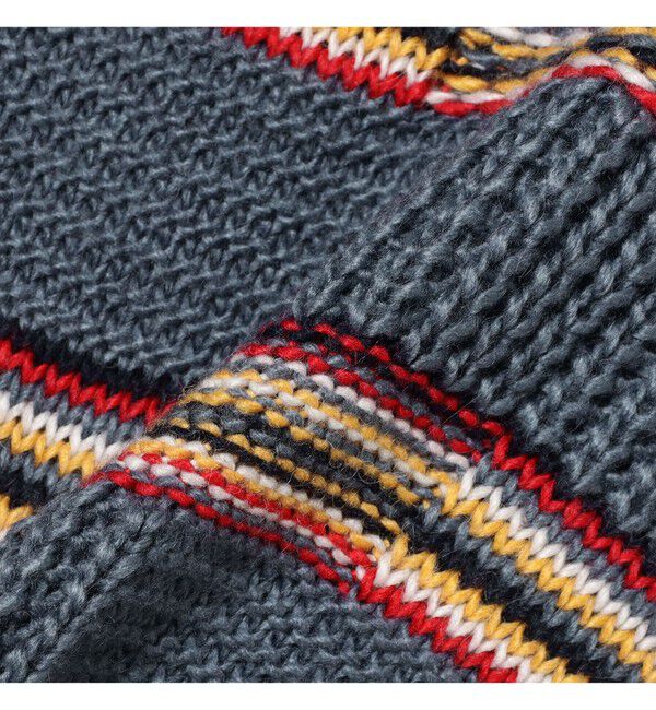 BEAMS「3ゲージ リンクス マルチボーダー クルーネック ニット」|ニット・セーター|