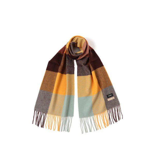 BEAMS「ブロックチェック アルパカ マフラー」|マフラー|ORANGE