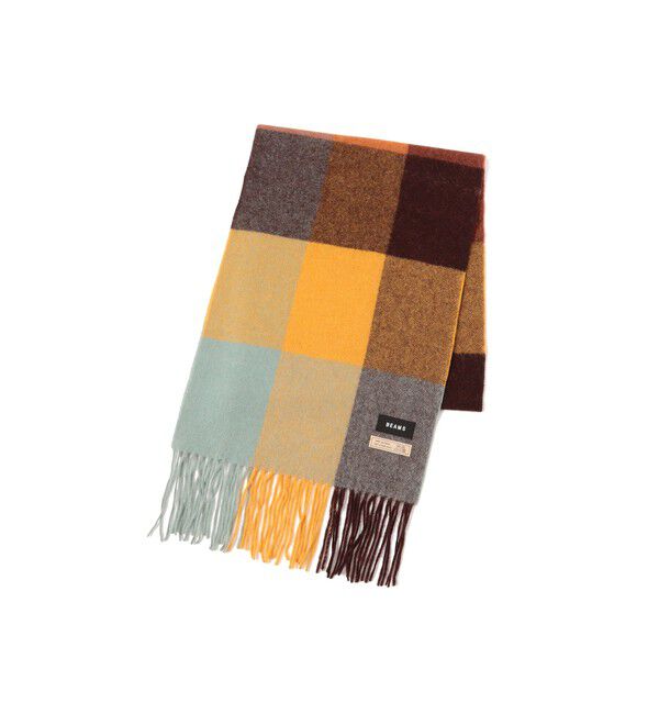 BEAMS「ブロックチェック アルパカ マフラー」|マフラー|