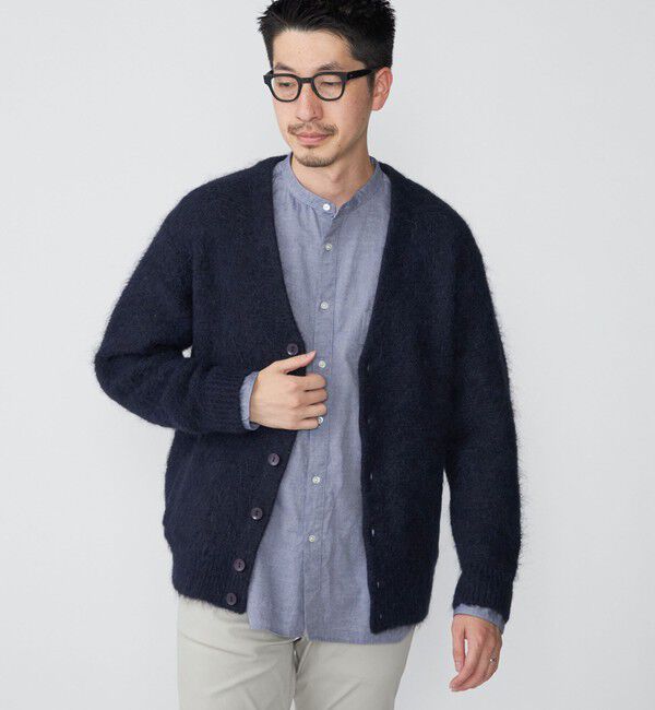 SHIPS「SHIPS: アルパカ ガーター Vネック カーディガン」|カーディガン|ネイビー
