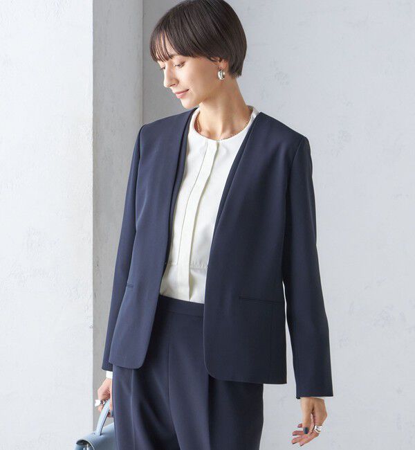 SHIPS for women「〈手洗い可能〉トリアセテート混 ダブルカラー ジャケット（セットアップ対応）」|ノーカラージャケット|