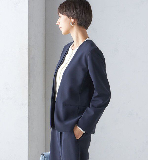 SHIPS for women「〈手洗い可能〉トリアセテート混 ダブルカラー ジャケット（セットアップ対応）」|ノーカラージャケット|