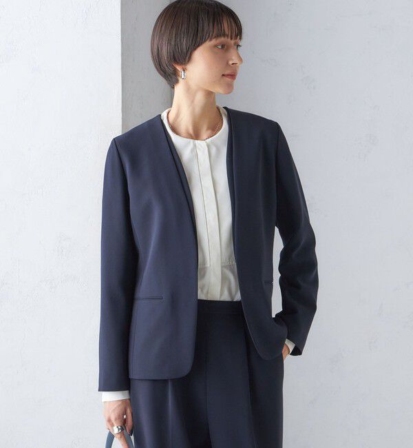 SHIPS for women「〈手洗い可能〉トリアセテート混 ダブルカラー ジャケット（セットアップ対応）」|ノーカラージャケット|