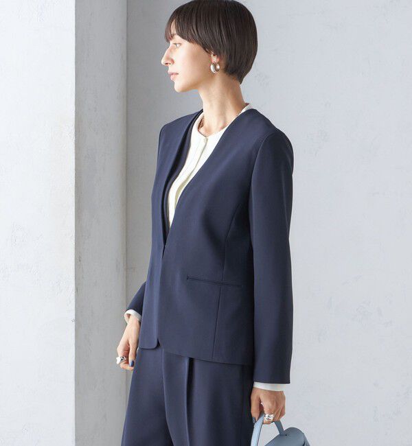 SHIPS for women「〈手洗い可能〉トリアセテート混 ダブルカラー ジャケット（セットアップ対応）」|ノーカラージャケット|