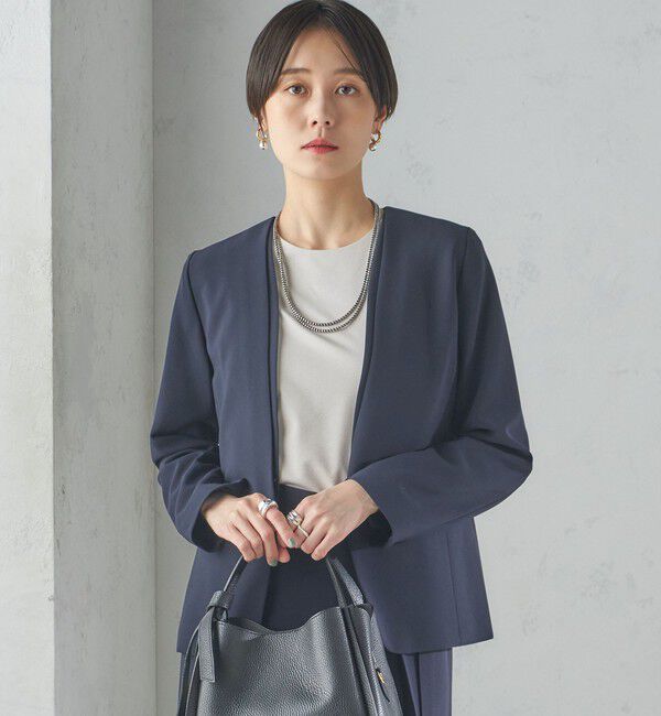 SHIPS for women「〈手洗い可能〉トリアセテート混 ダブルカラー ジャケット（セットアップ対応）」|ノーカラージャケット|