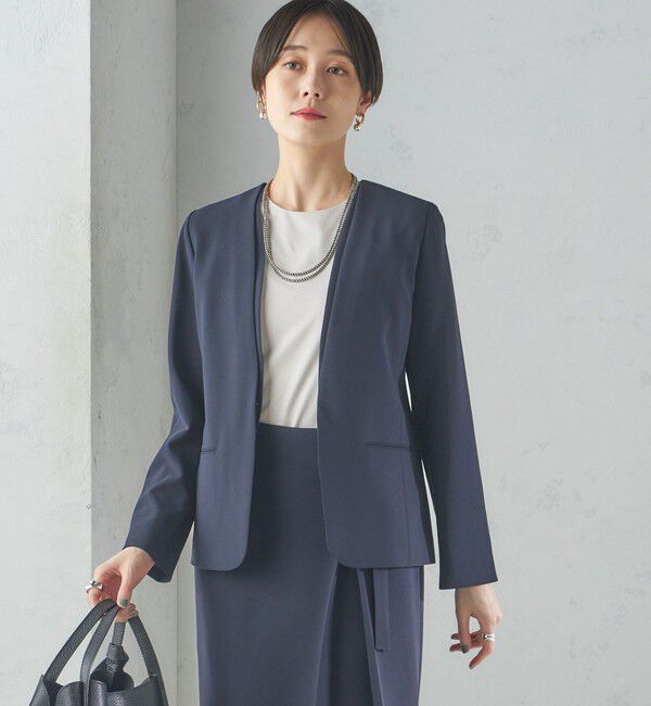 SHIPS for women「〈手洗い可能〉トリアセテート混 ダブルカラー ジャケット（セットアップ対応）」|ノーカラージャケット|