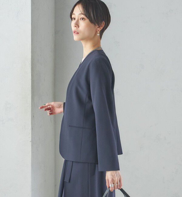 SHIPS for women「〈手洗い可能〉トリアセテート混 ダブルカラー ジャケット（セットアップ対応）」|ノーカラージャケット|