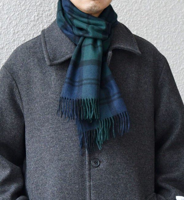 SHIPS any「SHIPS any: カシミヤ チェック / ソリッド シングル ストール◇」|マフラー|ネイビー