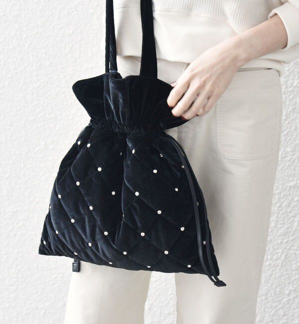 SHIPS any「SHIPS any: ビジュー ポリエステル ベロア キルティング ドロスト トートバッグ」|トートバッグ|