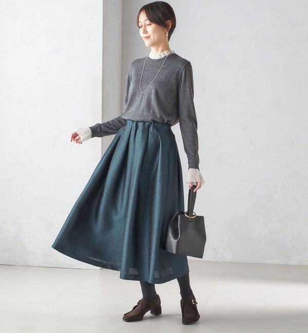 SHIPS for women「〈手洗い可能〉ラメ ブッチャー タック フレア スカート」|フレア|