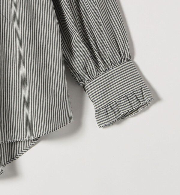 SHIPS any「SHIPS any:〈手洗い可能〉ストライプ フリル Vネック シャツ ブラウス」|シャツ・ブラウス|