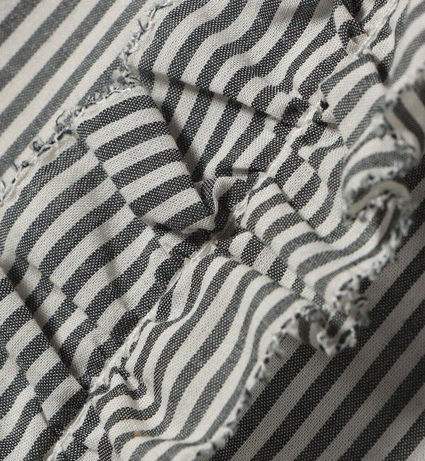 SHIPS any「SHIPS any:〈手洗い可能〉ストライプ フリル Vネック シャツ ブラウス」|シャツ・ブラウス|