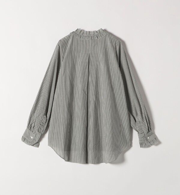 SHIPS any「SHIPS any:〈手洗い可能〉ストライプ フリル Vネック シャツ ブラウス」|シャツ・ブラウス|
