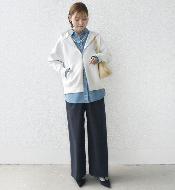 SHIPS for women「〈洗濯機可能〉ダンボール フーディー ジップ ブルゾン」|パーカー|