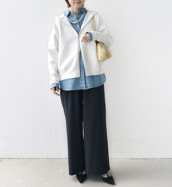 SHIPS for women「〈洗濯機可能〉ダンボール フーディー ジップ ブルゾン」|パーカー|