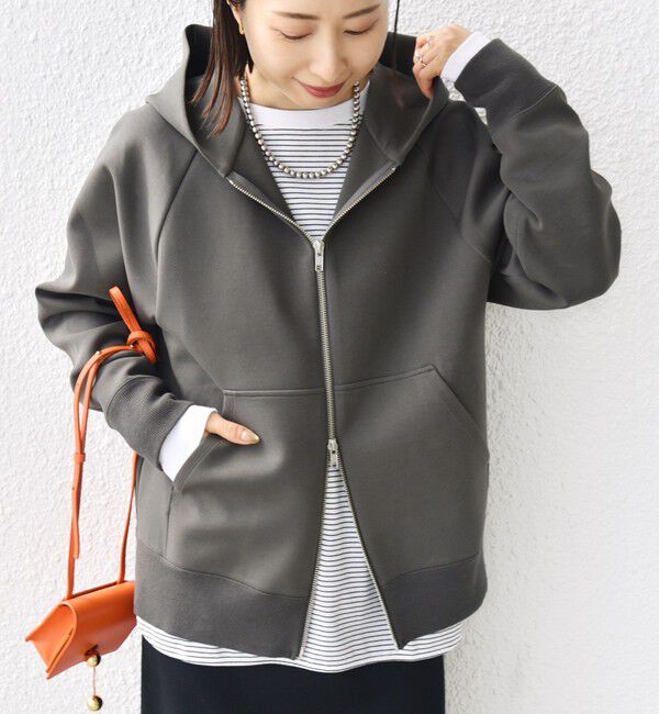SHIPS for women「〈洗濯機可能〉ダンボール フーディー ジップ ブルゾン」|パーカー|