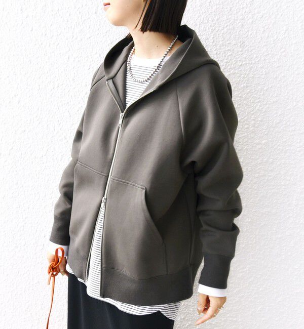 SHIPS for women「〈洗濯機可能〉ダンボール フーディー ジップ ブルゾン」|パーカー|