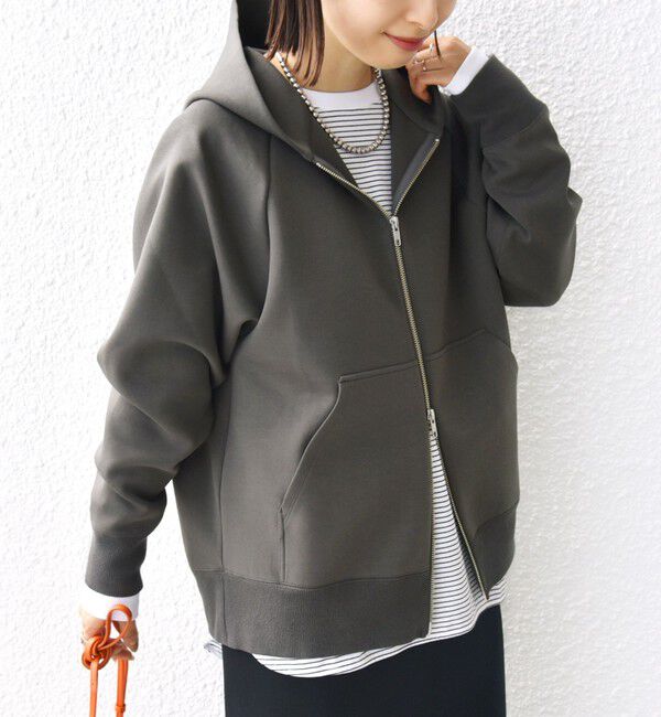 SHIPS for women「〈洗濯機可能〉ダンボール フーディー ジップ ブルゾン」|パーカー|