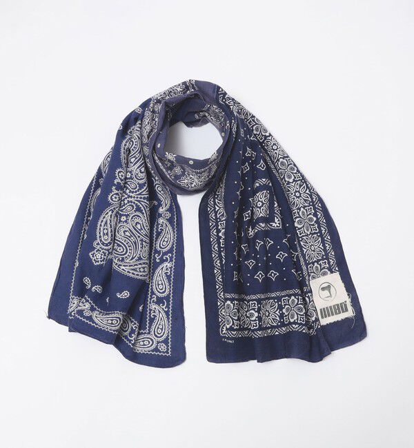 SHIPS「ILL180&deg;: VINTAGE BANDANA STOLE」|ストール|ネイビー