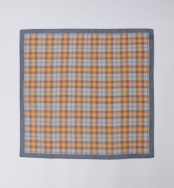 SHIPS「Vincenzo Miozza: コットン/リネン タータンチェック スカーフ」|ストール|ネイビー