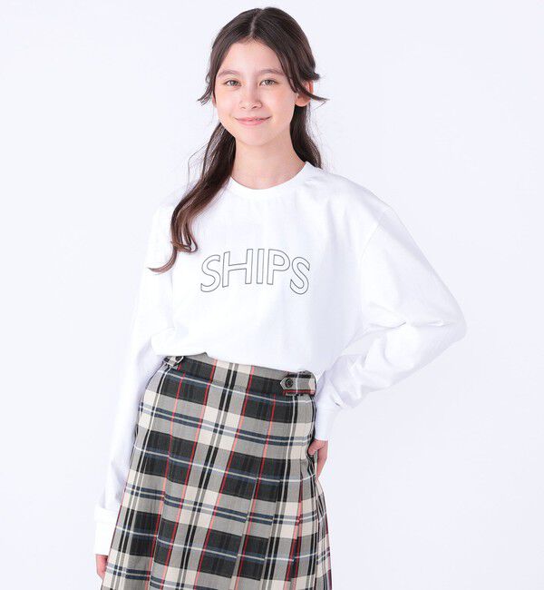 SHIPS KIDS「 【WEB限定】SHIPS KIDS:100～160cm / SHIPS ラウンド プリント ロゴ ロングスリーブ Tシャツ」|Tシャツ・カットソー|