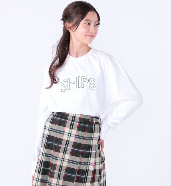 SHIPS KIDS「 【WEB限定】SHIPS KIDS:100～160cm / SHIPS ラウンド プリント ロゴ ロングスリーブ Tシャツ」|Tシャツ・カットソー|