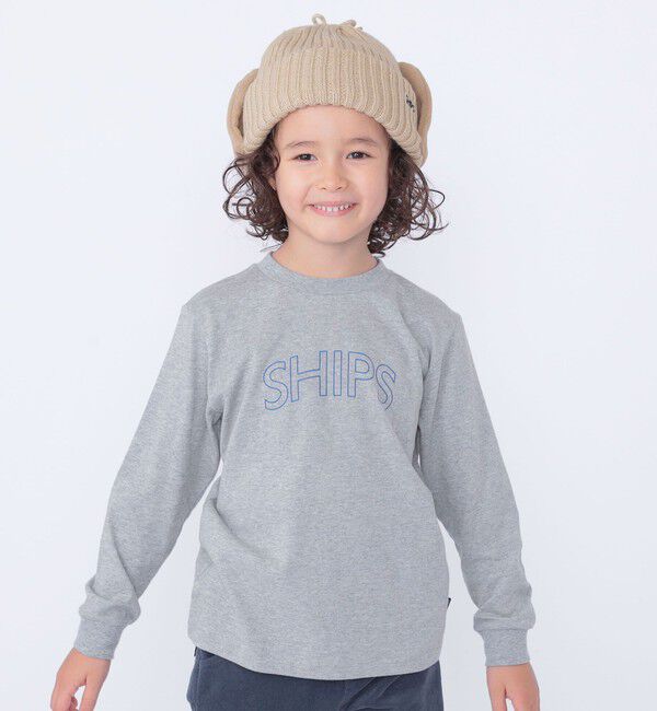 SHIPS KIDS「 【WEB限定】SHIPS KIDS:100～160cm / SHIPS ラウンド プリント ロゴ ロングスリーブ Tシャツ」|Tシャツ・カットソー|