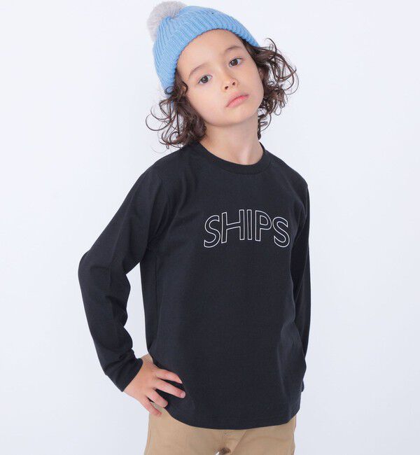 SHIPS KIDS「 【WEB限定】SHIPS KIDS:100～160cm / SHIPS ラウンド プリント ロゴ ロングスリーブ Tシャツ」|Tシャツ・カットソー|