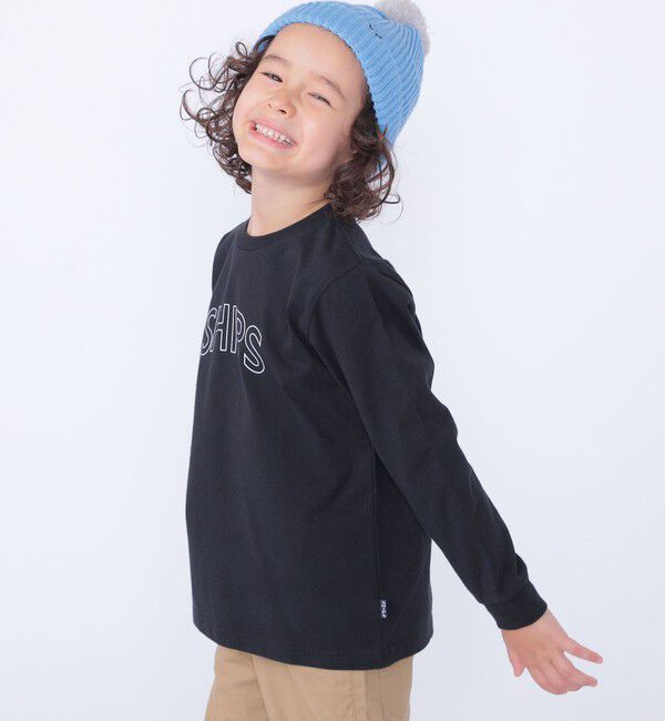SHIPS KIDS「 【WEB限定】SHIPS KIDS:100～160cm / SHIPS ラウンド プリント ロゴ ロングスリーブ Tシャツ」|Tシャツ・カットソー|