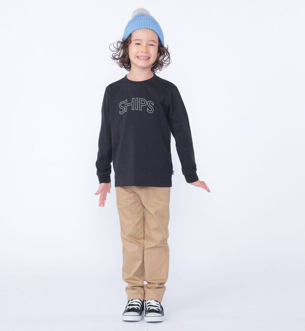 SHIPS KIDS「 【WEB限定】SHIPS KIDS:100～160cm / SHIPS ラウンド プリント ロゴ ロングスリーブ Tシャツ」|Tシャツ・カットソー|