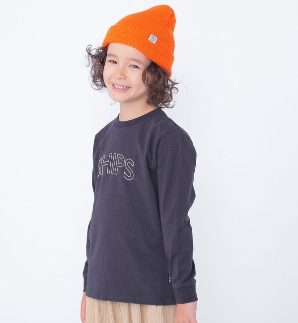 SHIPS KIDS「 【WEB限定】SHIPS KIDS:100～160cm / SHIPS ラウンド プリント ロゴ ロングスリーブ Tシャツ」|Tシャツ・カットソー|ネイビー
