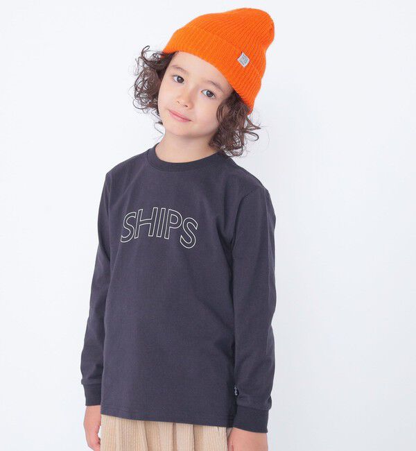 SHIPS KIDS「 【WEB限定】SHIPS KIDS:100～160cm / SHIPS ラウンド プリント ロゴ ロングスリーブ Tシャツ」|Tシャツ・カットソー|