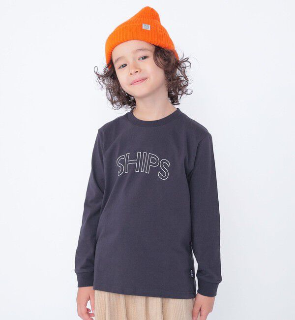 SHIPS KIDS「 【WEB限定】SHIPS KIDS:100～160cm / SHIPS ラウンド プリント ロゴ ロングスリーブ Tシャツ」|Tシャツ・カットソー|